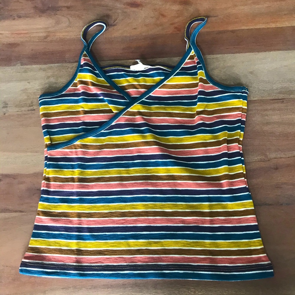 Madewell Striped Faux Wrap Tank Top NWT - Picture 3 of 8